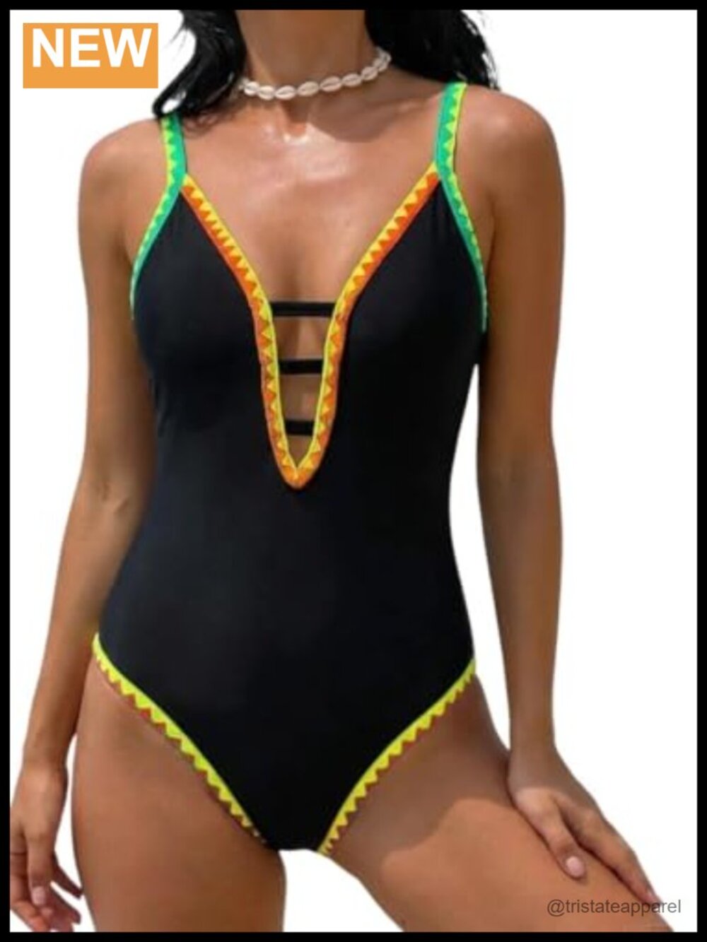 Women's One Piece Swimsuit Deep V Neck Slimming Tummy Control Bathing Suit